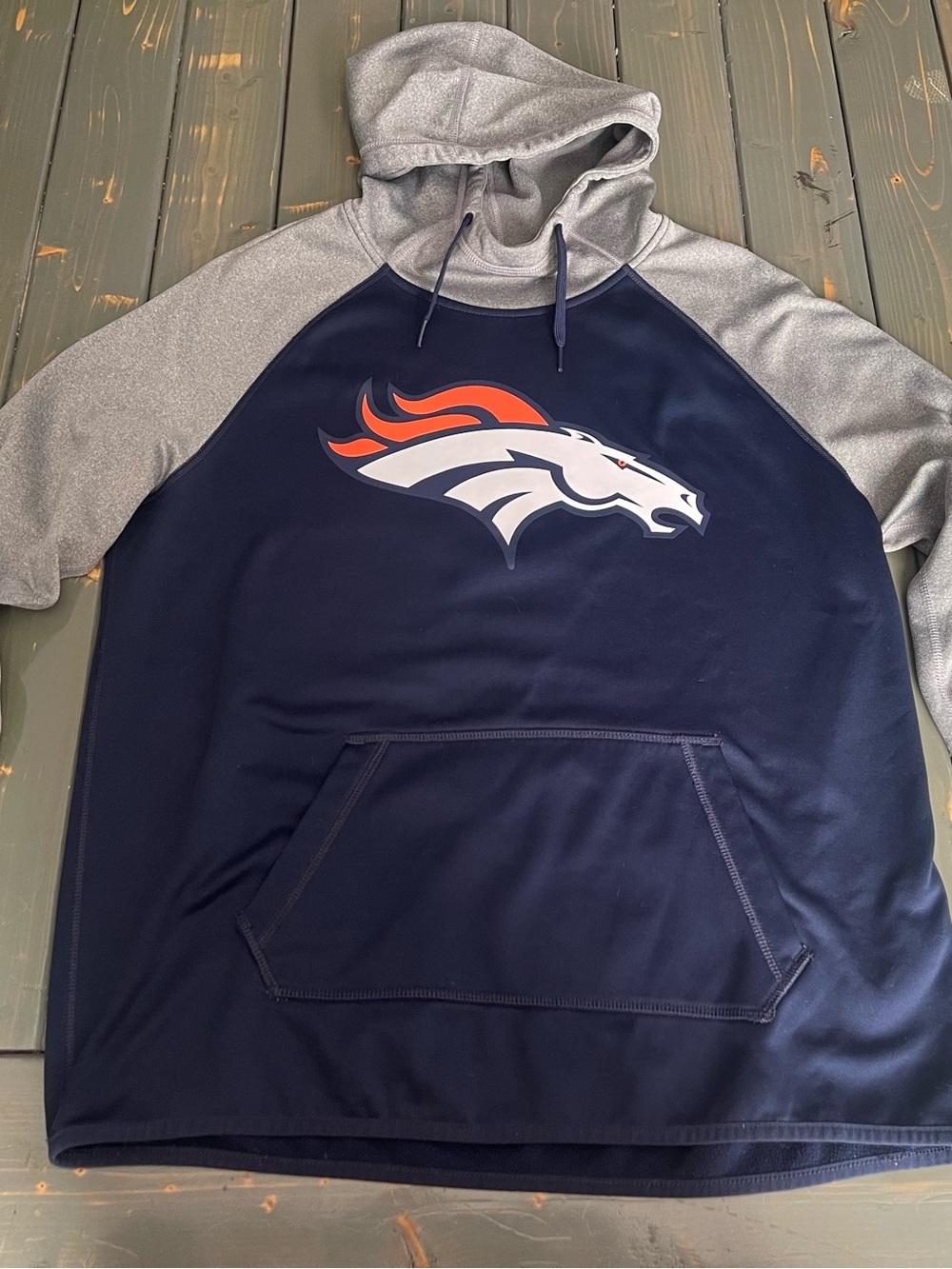 NFL Navy and Gray Denver Broncos Hooded Pullover